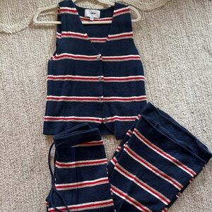 Stylish Navy and Red Striped Women's Set